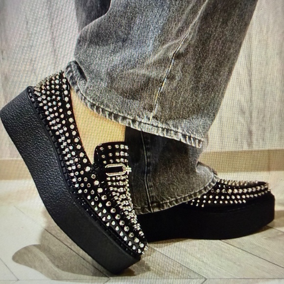 STUNNING Jeffrey Campbell CHOUX-ST Black Studded Loafers SZ 5.5 Orig. $310 - Picture 10 of 15